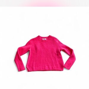 Cashmere White + Warren Pink Crew Neck Crop Sweater